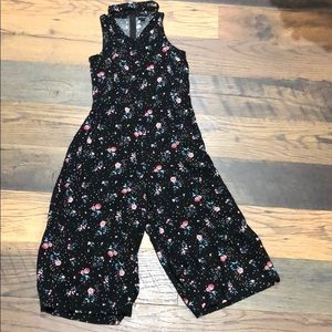 Girls black floral jumpsuit